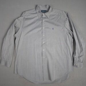 Ralph Lauren Classic Fit Button Down Shirt Mens Gray Pony Embroidered Size 18